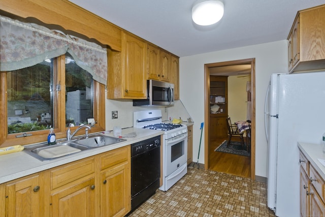 9 Mountain Rd, Granby, CT 06060 - kitchen featuring white appliances, light countertops, and brown cabinets