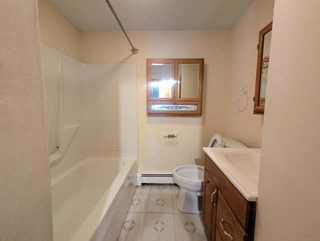 79 Dallas Ave, Plainville, CT 06062 - bathroom with a baseboard heating unit, vanity, and bathing tub / shower combination