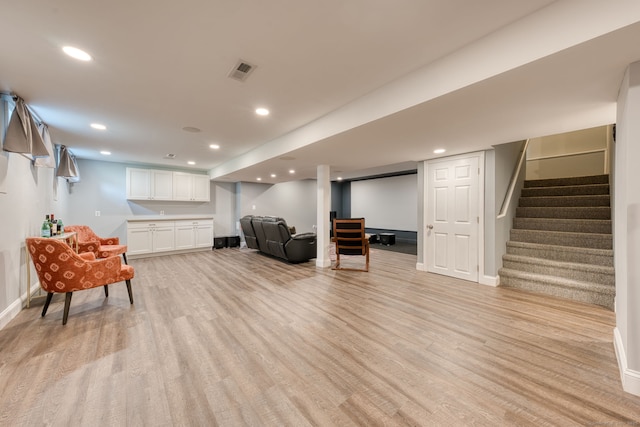 188 Sterling Dr Unit 188, Newington, CT 06111 - living room with light wood-style flooring, stairs, and recessed lighting