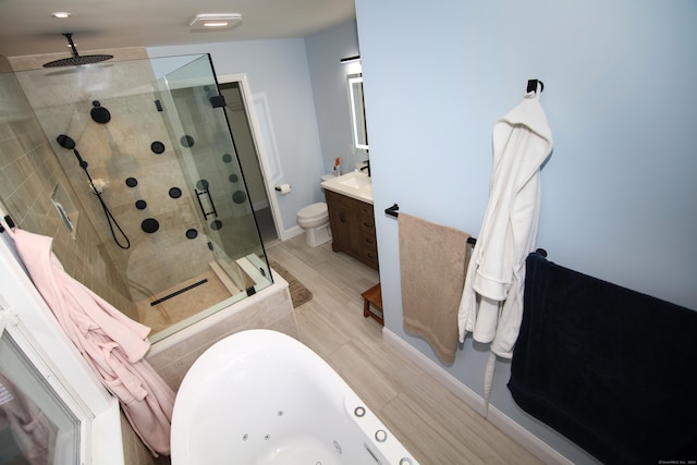 625 Lakeview Rd, Orange, CT 06477 - bathroom featuring a stall shower, vanity, and a jetted tub