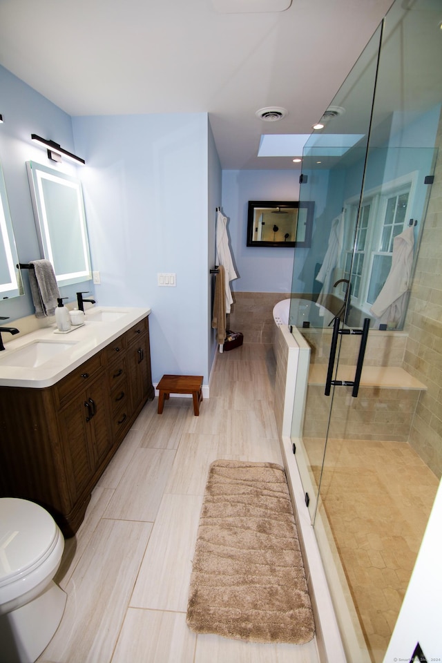 625 Lakeview Rd, Orange, CT 06477 - bathroom featuring double vanity and a shower stall