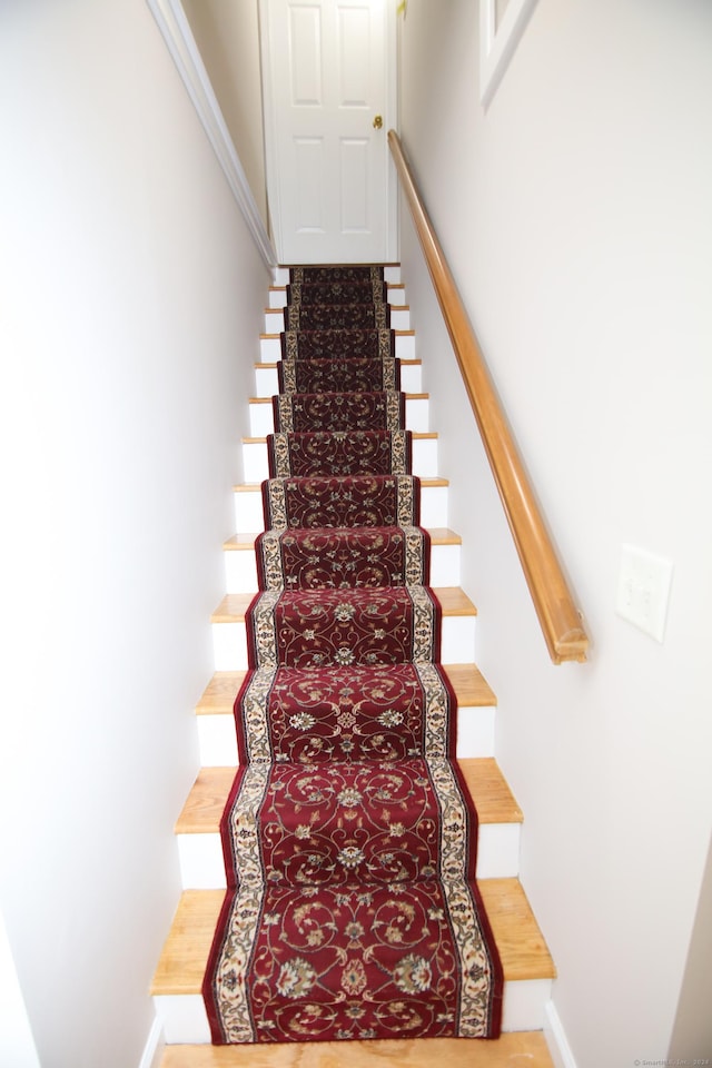 625 Lakeview Rd, Orange, CT 06477 - stairs featuring baseboards and wood finished floors