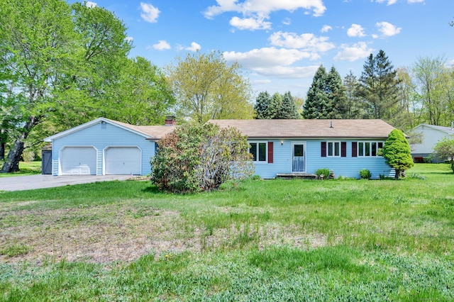 6 Victoria Dr, Colchester, CT 06415 - ranch-style home with a chimney, a front yard, and asphalt driveway