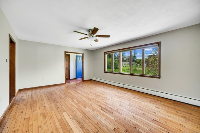 6 Victoria Dr, Colchester, CT 06415 - unfurnished room with a baseboard radiator, ceiling fan, and light wood-style floors