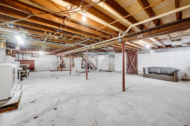 6 Victoria Dr, Colchester, CT 06415 - unfinished below grade area featuring stairs and washer / clothes dryer