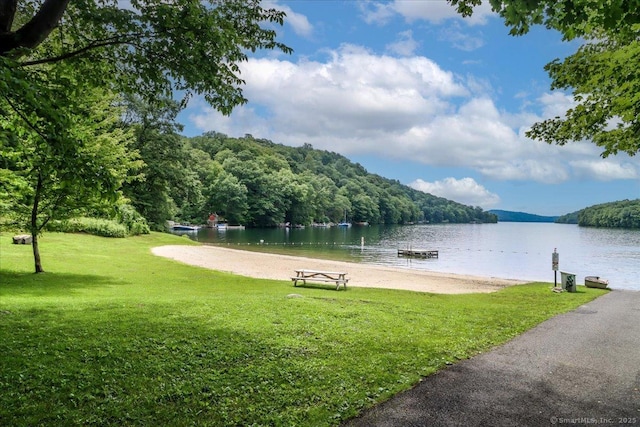 135 Green Pond Rd, Sherman, CT 06784 - view of home's community featuring a water view, a lawn, and a view of trees