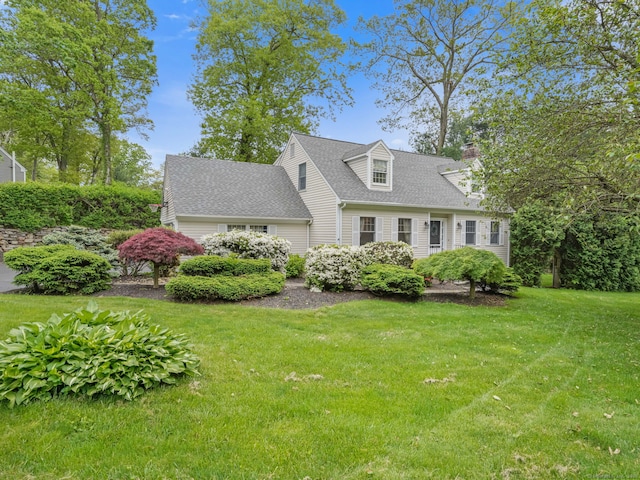 22 Rocky Ridge Dr, Trumbull, CT 06611 - cape cod-style house featuring a front lawn, a shingled roof, and a chimney