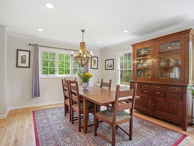 22 Rocky Ridge Dr, Trumbull, CT 06611 - dining space with a chandelier, light wood finished floors, crown molding, and recessed lighting