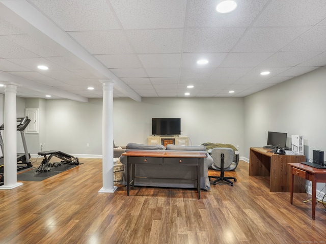 22 Rocky Ridge Dr, Trumbull, CT 06611 - office space featuring ornate columns, wood finished floors, and recessed lighting