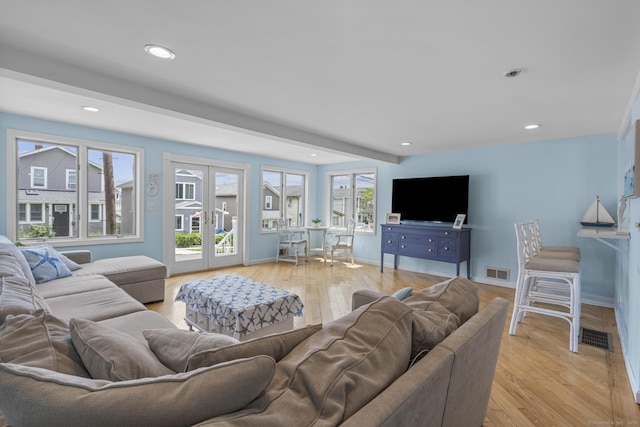 35 Lawrence Ave, Milford, CT 06460 - living room with french doors, light wood finished floors, and recessed lighting