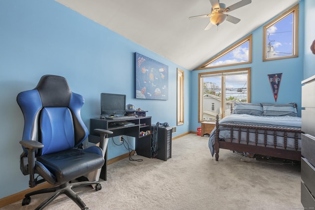 35 Lawrence Ave, Milford, CT 06460 - carpeted bedroom featuring vaulted ceiling and a ceiling fan