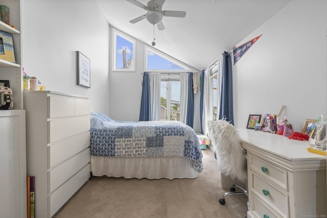 35 Lawrence Ave, Milford, CT 06460 - carpeted bedroom with lofted ceiling and ceiling fan