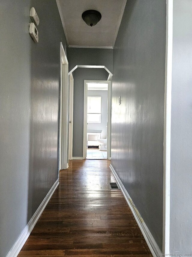 108 French St, Bristol, CT 06010 - hall with crown molding and hardwood / wood-style flooring