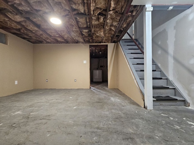 108 French St, Bristol, CT 06010 - below grade area featuring stairs and washer / dryer