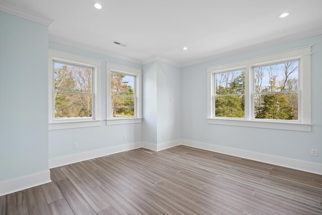 433 Belden Hill Rd, Wilton, CT 06897 - unfurnished room with healthy amount of natural light, ornamental molding, light wood-style flooring, and recessed lighting