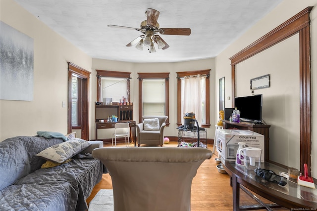 269 Olivia St, Derby, CT 06418 - living area with plenty of natural light, ceiling fan, and light wood-type flooring