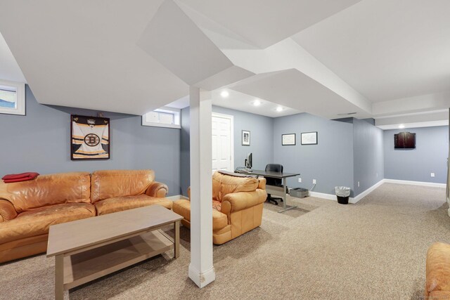 668 Kings Hwy W Unit 668, Fairfield, CT 06890 - living room featuring carpet, healthy amount of natural light, and recessed lighting