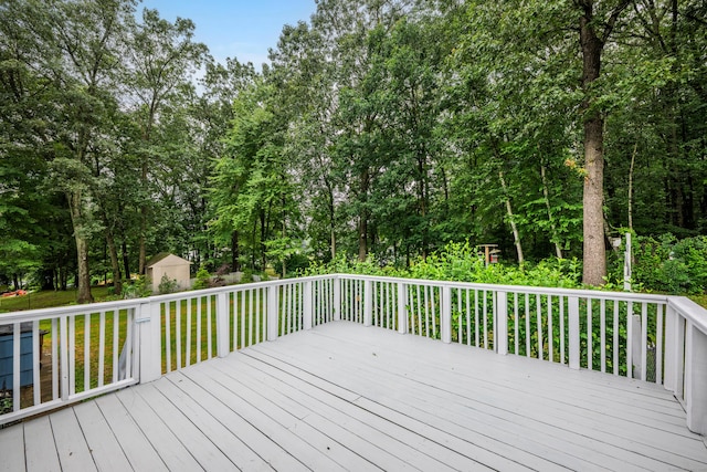 43 Kanter Dr, Vernon, CT 06066 - deck featuring a shed and view of scattered trees