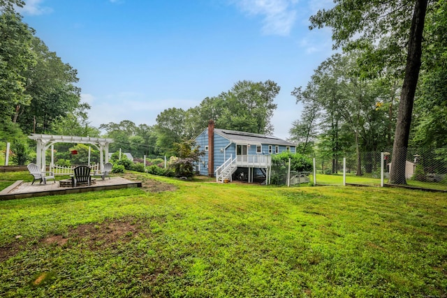 43 Kanter Dr, Vernon, CT 06066 - view of yard featuring a pergola, stairway, a deck, and a patio area