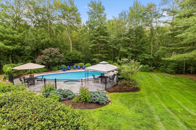 4 Brighton Ln, Simsbury, CT 06070 - view of pool featuring a patio and a forest view