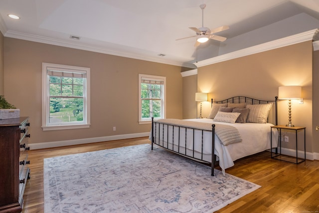 4 Brighton Ln, Simsbury, CT 06070 - bedroom featuring crown molding, wood finished floors, recessed lighting, and ceiling fan