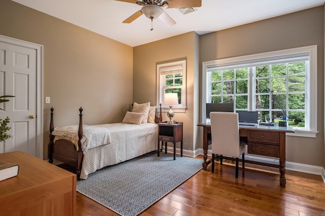 4 Brighton Ln, Simsbury, CT 06070 - bedroom featuring hardwood / wood-style flooring, an office area, and ceiling fan