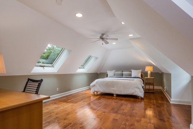 4 Brighton Ln, Simsbury, CT 06070 - bedroom with a skylight, recessed lighting, hardwood / wood-style floors, and vaulted ceiling