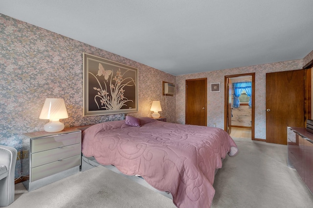 21 Briarcliffe Trl, Old Saybrook, CT 06475 - carpeted bedroom featuring wallpapered walls and an AC wall unit