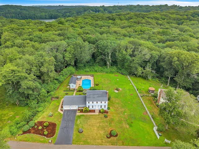 21 Briarcliffe Trl, Old Saybrook, CT 06475 - aerial view of property and surrounding area featuring a forest and a pool
