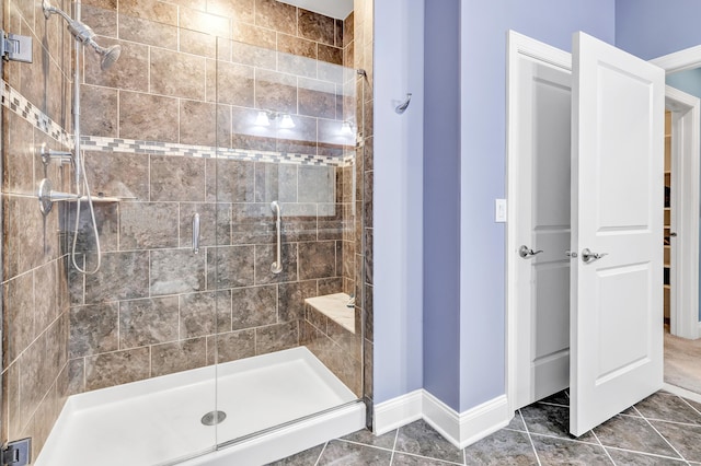 605 Brookside Ct Unit 605, Newtown, CT 06470 - bathroom featuring a shower stall and tile patterned flooring
