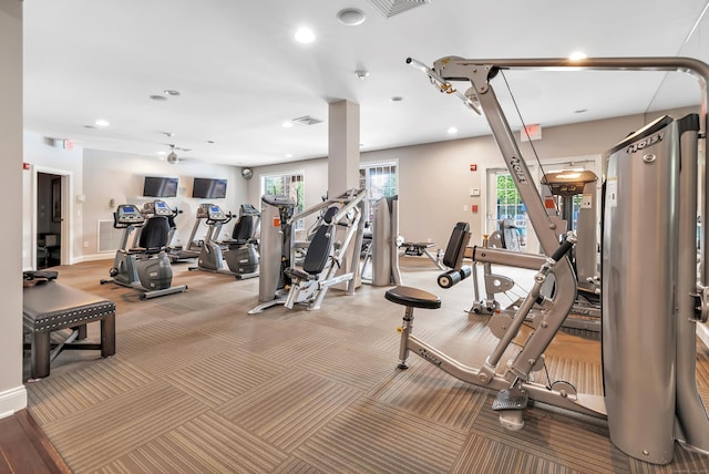 605 Brookside Ct Unit 605, Newtown, CT 06470 - gym featuring recessed lighting and carpet flooring