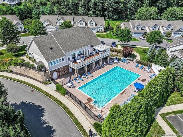 605 Brookside Ct Unit 605, Newtown, CT 06470 - aerial perspective of suburban area with a pool area