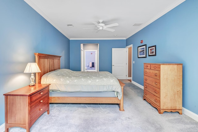 605 Brookside Ct Unit 605, Newtown, CT 06470 - bedroom with light colored carpet, crown molding, and ceiling fan