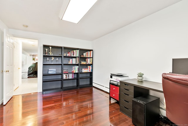 120 Plank Hill Rd, Simsbury, CT 06070 - office area with baseboard heating and dark wood finished floors
