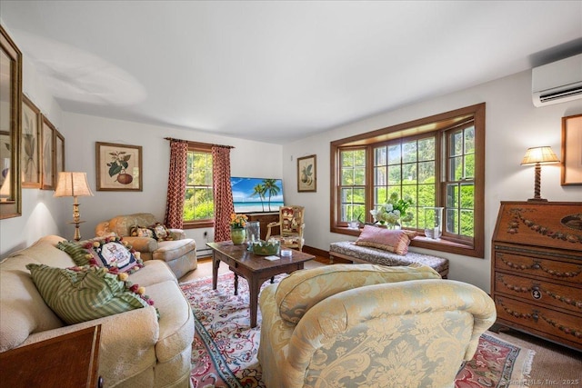 25 Spring St, Chester, CT 06412 - living room with an AC wall unit and a baseboard heating unit
