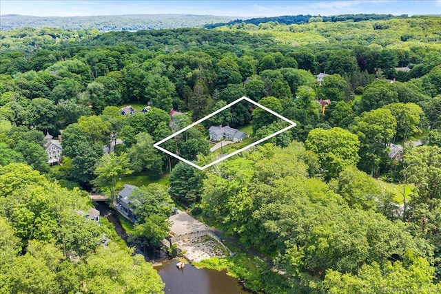 25 Spring St, Chester, CT 06412 - aerial view of property's location featuring property boundaries highlighted and a large body of water