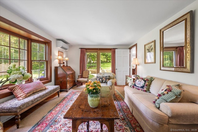 25 Spring St, Chester, CT 06412 - carpeted living room with a wall mounted air conditioner