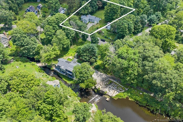 25 Spring St, Chester, CT 06412 - aerial view of property's location featuring property boundaries highlighted and a nearby body of water