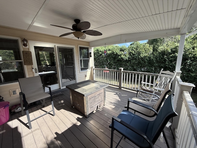 7 School St, Burlington, CT 06013 - wooden deck with a ceiling fan