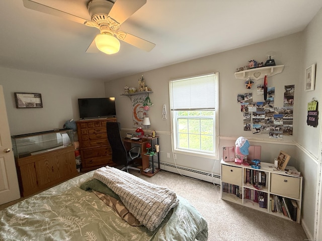 7 School St, Burlington, CT 06013 - carpeted bedroom with a baseboard heating unit and a ceiling fan