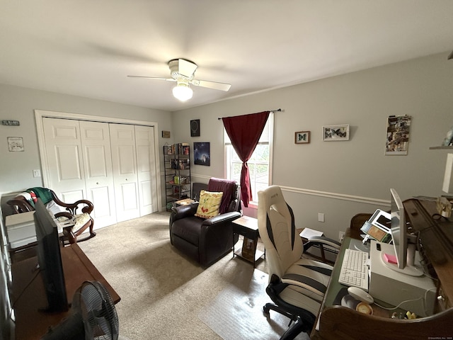 7 School St, Burlington, CT 06013 - home office with carpet and a ceiling fan