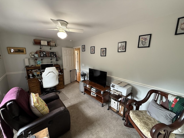 7 School St, Burlington, CT 06013 - carpeted living room featuring a desk and a ceiling fan