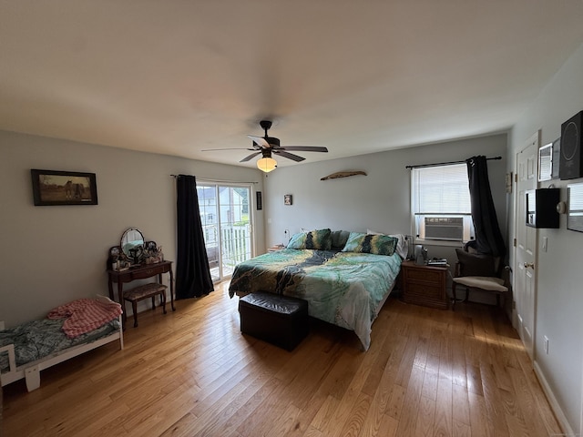 7 School St, Burlington, CT 06013 - bedroom with cooling unit, access to outside, light wood finished floors, and a ceiling fan
