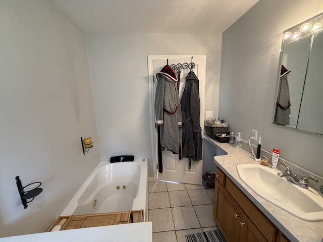 7 School St, Burlington, CT 06013 - full bathroom featuring a whirlpool tub, vanity, and tile patterned flooring