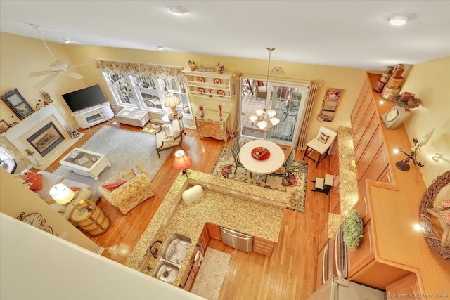 33 Wadsworth Ln Unit 33, Wallingford, CT 06492 - living area with wood finished floors and ceiling fan
