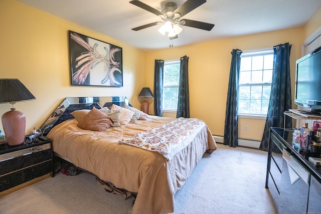 82 Pleasant St, Thomaston, CT 06787 - bedroom with carpet floors, a ceiling fan, and baseboard heating