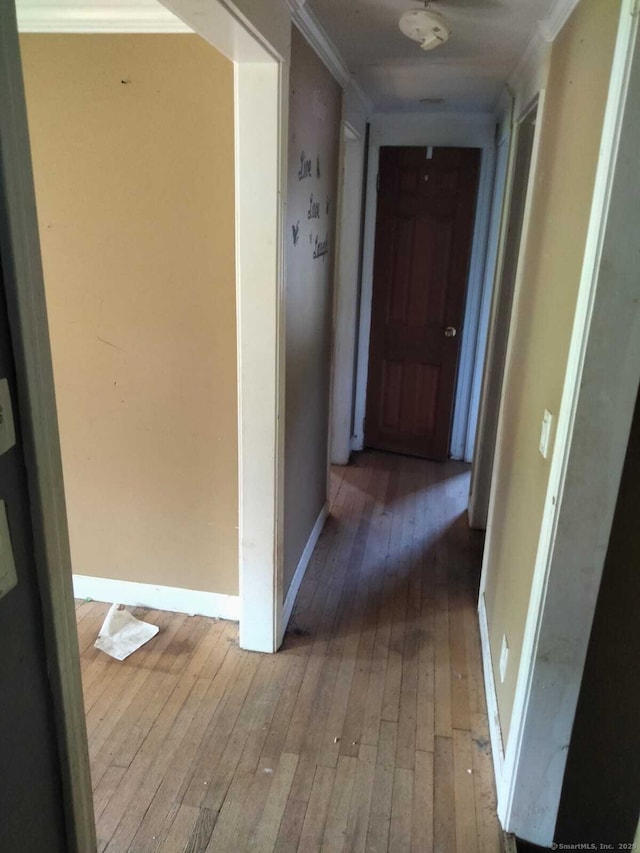 142 S Center St, Windsor Locks, CT 06096 - hallway with wood-type flooring and ornamental molding
