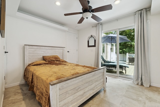 24 Wapping Wood Rd, Ellington, CT 06029 - bedroom featuring access to exterior, recessed lighting, and ceiling fan