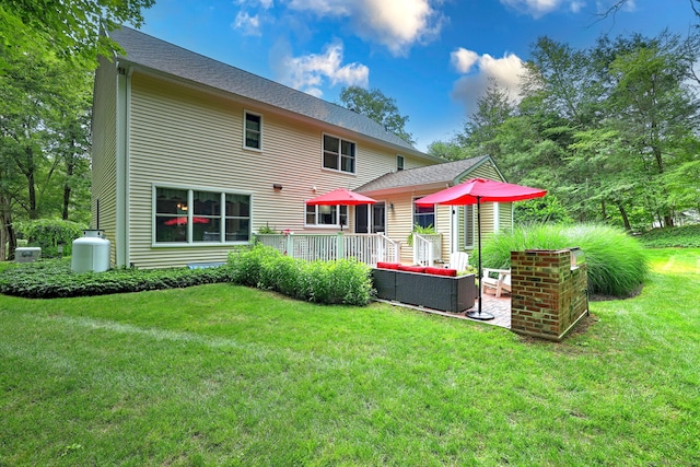 11 Sweetbriar Ln, Newtown, CT 06482 - back of house featuring outdoor lounge area, a yard, and a deck