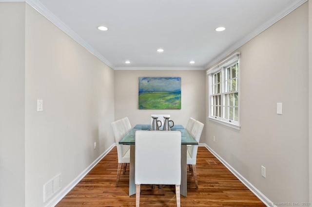 6 Tonetta Cir, Norwalk, CT 06855 - dining area featuring ornamental molding, recessed lighting, and wood finished floors